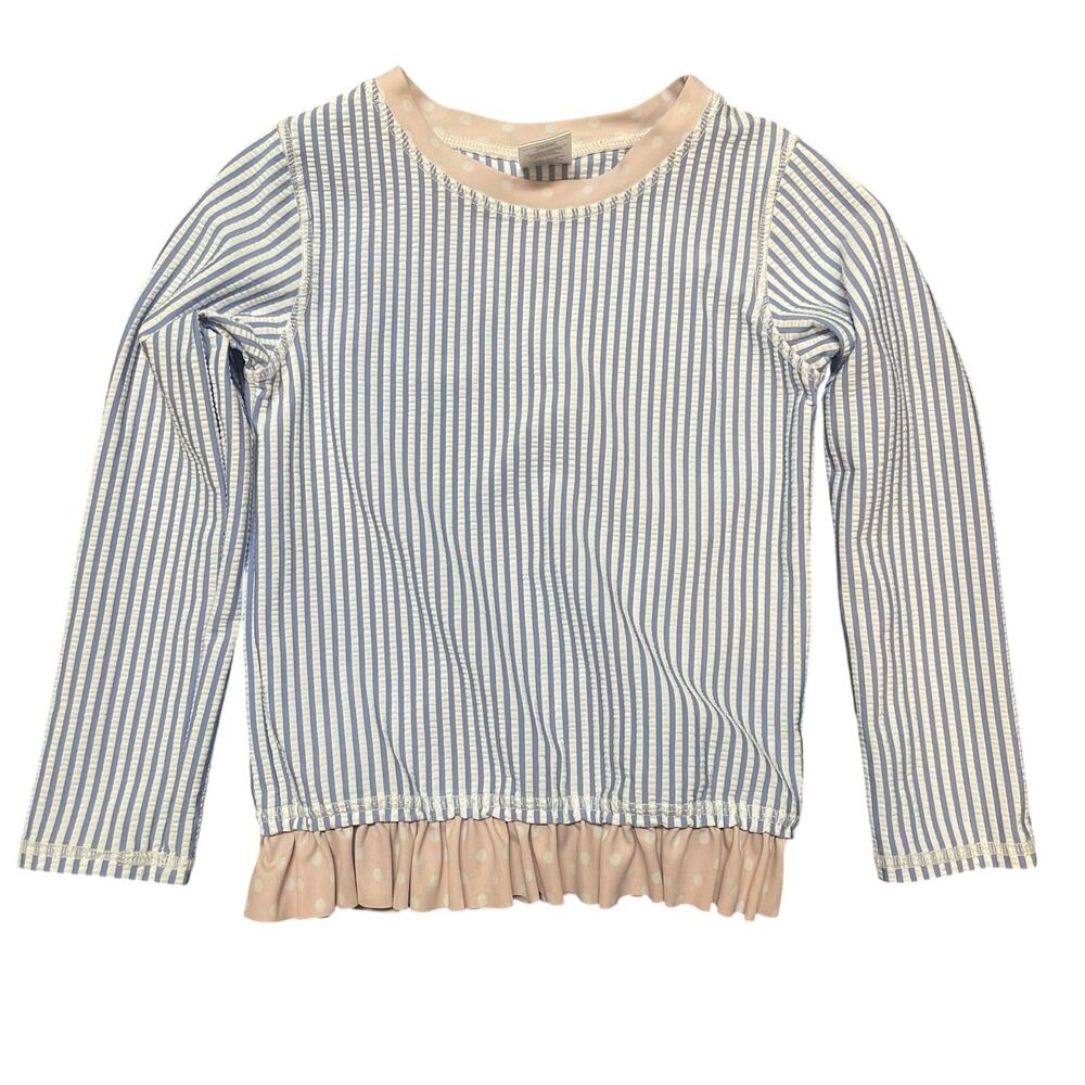 Ruffle Butts Long sleeve rash guard bathing suit blue white striped size 4T